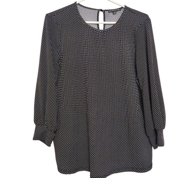 Adrianna Papell Blouse Size Small Black Polka Dot Relax Fit - Picture 1 of 11
